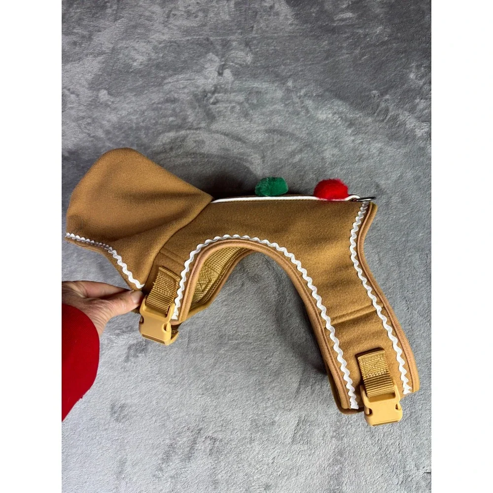Gingerbread Dog Harness Large Tan Canvas Christmas Holiday Hooded‎ Costume
